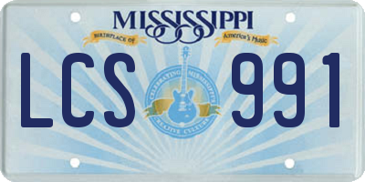 MS license plate LCS991