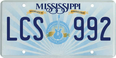 MS license plate LCS992