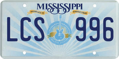 MS license plate LCS996