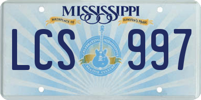 MS license plate LCS997