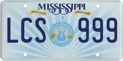 MS license plate LCS999