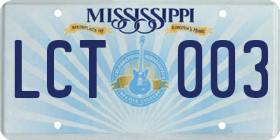 MS license plate LCT003