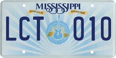 MS license plate LCT010
