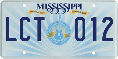 MS license plate LCT012