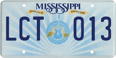 MS license plate LCT013