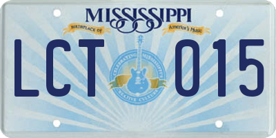 MS license plate LCT015