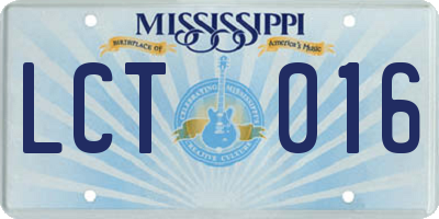 MS license plate LCT016