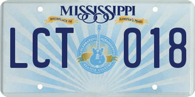 MS license plate LCT018