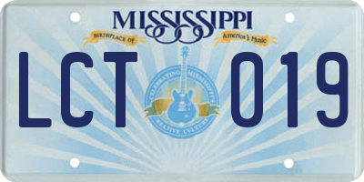 MS license plate LCT019