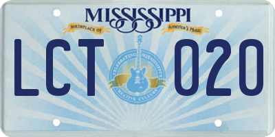 MS license plate LCT020
