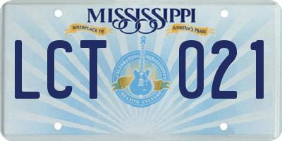 MS license plate LCT021