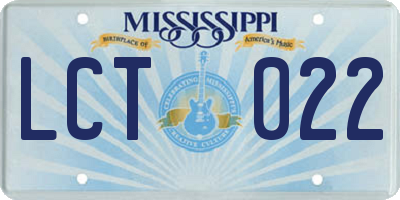 MS license plate LCT022