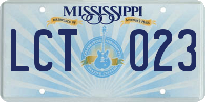 MS license plate LCT023