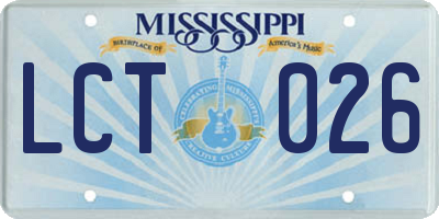 MS license plate LCT026