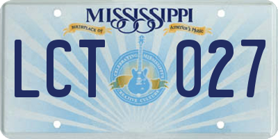 MS license plate LCT027
