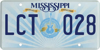 MS license plate LCT028