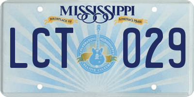 MS license plate LCT029