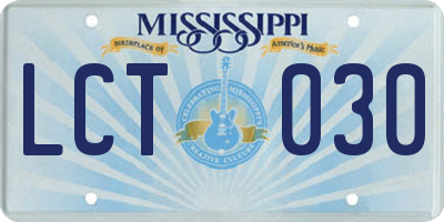 MS license plate LCT030