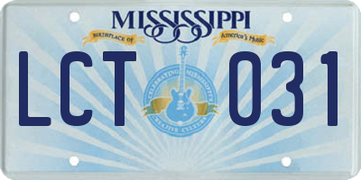 MS license plate LCT031