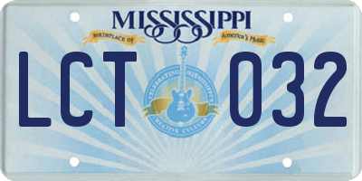 MS license plate LCT032