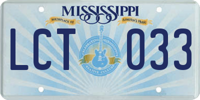 MS license plate LCT033