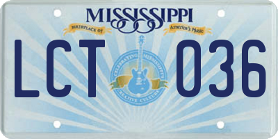 MS license plate LCT036