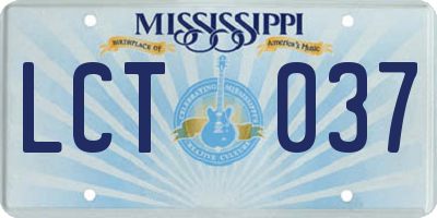 MS license plate LCT037