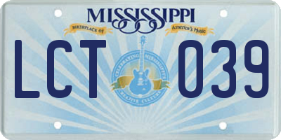 MS license plate LCT039