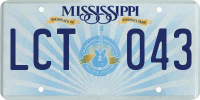 MS license plate LCT043