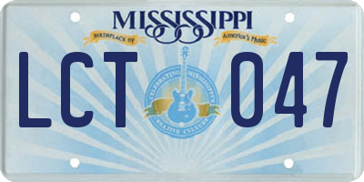 MS license plate LCT047