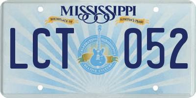 MS license plate LCT052