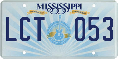 MS license plate LCT053