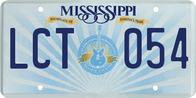 MS license plate LCT054