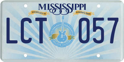 MS license plate LCT057