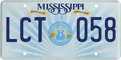 MS license plate LCT058