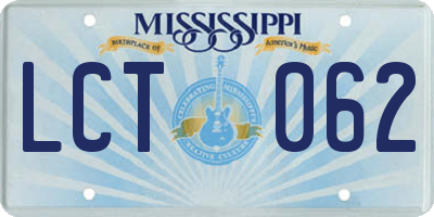 MS license plate LCT062