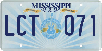 MS license plate LCT071