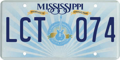 MS license plate LCT074