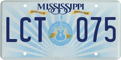 MS license plate LCT075