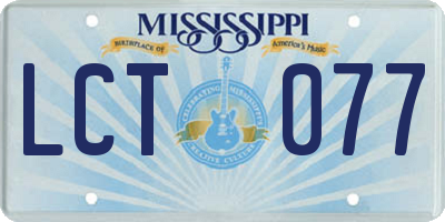 MS license plate LCT077