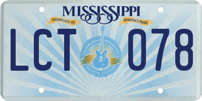 MS license plate LCT078