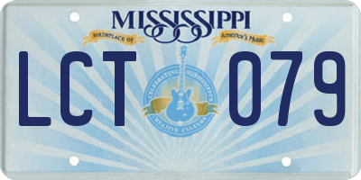 MS license plate LCT079