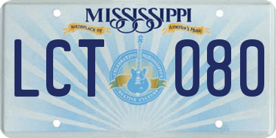 MS license plate LCT080