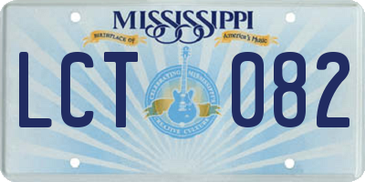 MS license plate LCT082