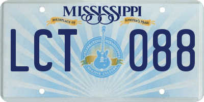 MS license plate LCT088