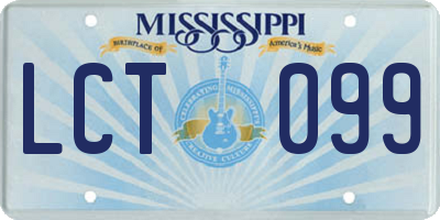 MS license plate LCT099