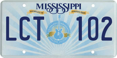 MS license plate LCT102