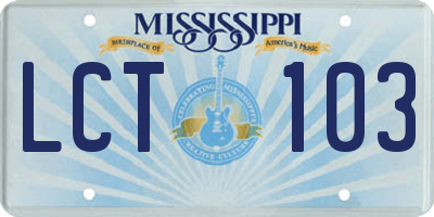 MS license plate LCT103