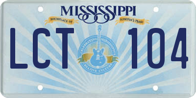 MS license plate LCT104
