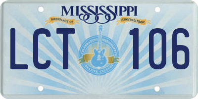 MS license plate LCT106